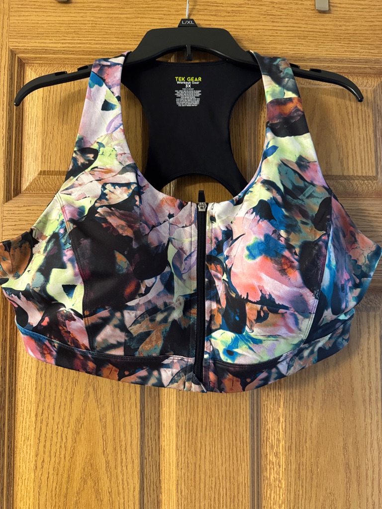 Tek Gear Multi-Color Front Zip Racerback Sports Bodysuit Top